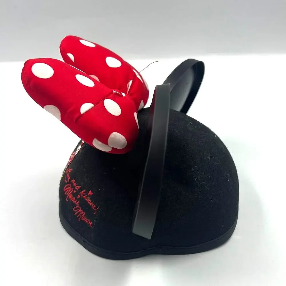 Disney Parks Minnie Mouse Ears‎ Hat Love & Kisses Red White Classic Bow Youth Sz